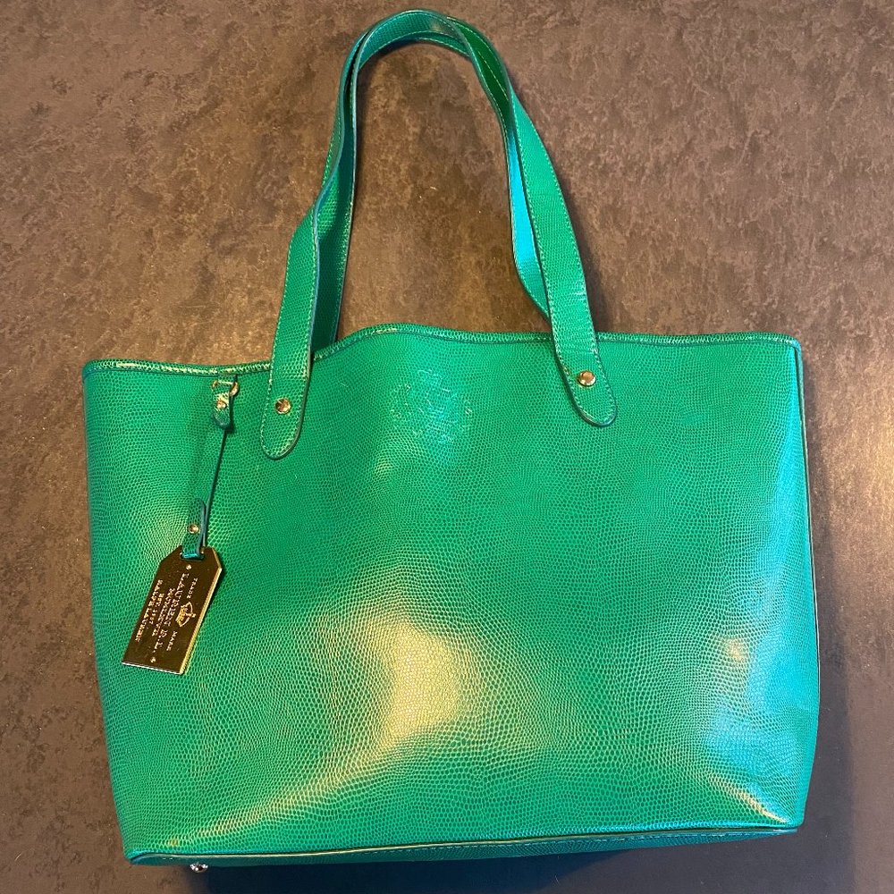 Stunning Lauren Ralph Lauren Emerald embossed snakeskin Tote